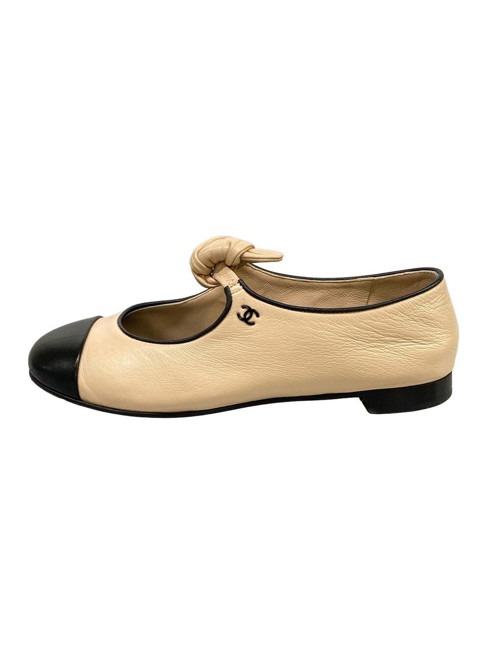 Chanel Mary Jane Shoes Beige Black #339883C44B